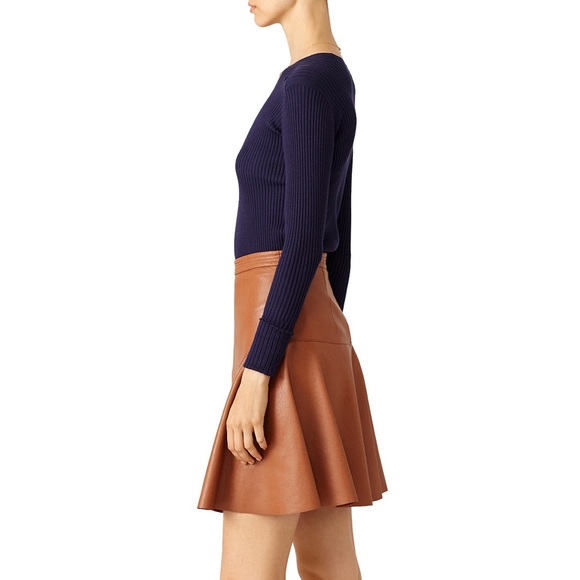 Rebecca Taylor Cognac Vegan Leather Skirt - Picture 2 of 10